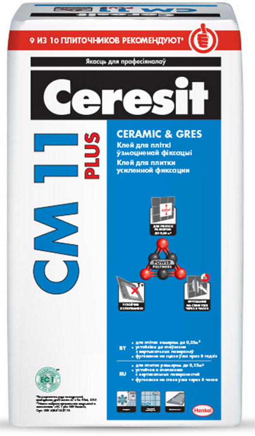 Клей для плитки Ceresit CM 11 Plus, 25 кг