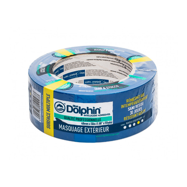Лента малярная Blue Dolphin ПВХ Tarp & Stucco 48мм*50м синяя 02-3-01-EN BDN